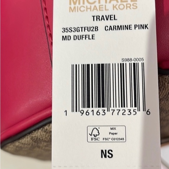 Michael Kors Carmine Pink and logo medium satchel NWT! - Picture 3 of 5